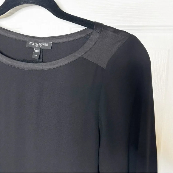 EILEEN FISHER 100% Silk Crepe Georgette Long Sleeve Tunic/Dress Size PP (2-4P) - Picture 6 of 7